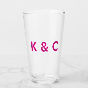 Copo De Pint Casamento Moderno Fuschia Monograma