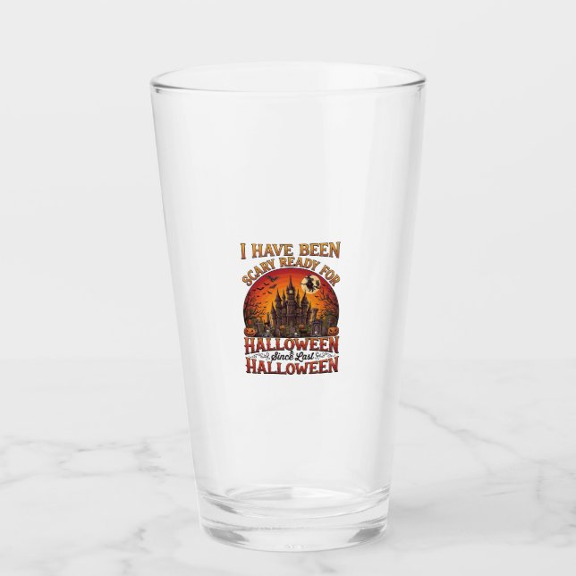 Copo De Pint Castelo Assombrado de Halloween Pronto e Assustado (Frente)