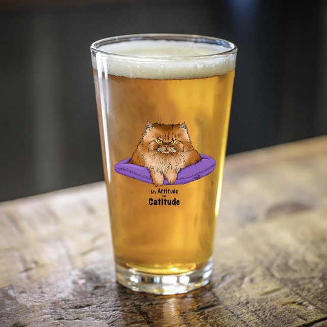 Copo De Pint Cat Attitude Engraçada (Criador carregado)