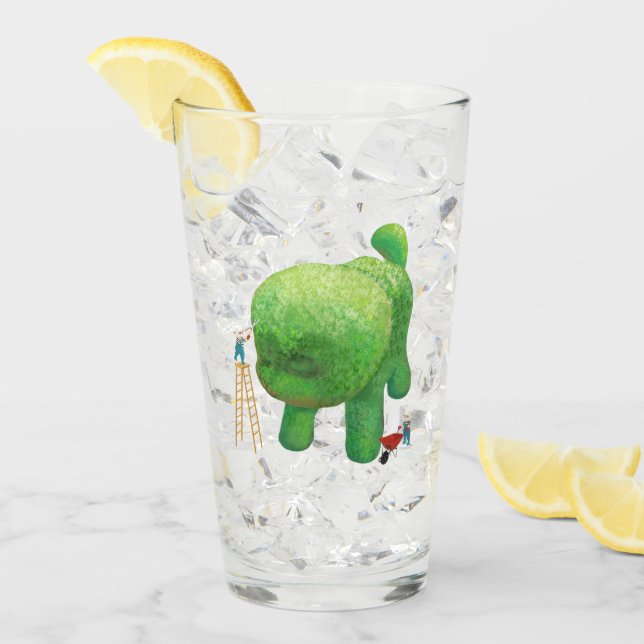 Copo De Pint Cat Gardeners Green Topiary Animal Surreal (Gelo frontal)