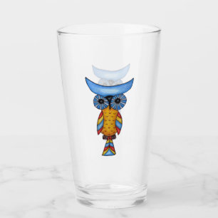 Copo De Pint Cauda de Penas Coloridas de Coruja Azul Branco