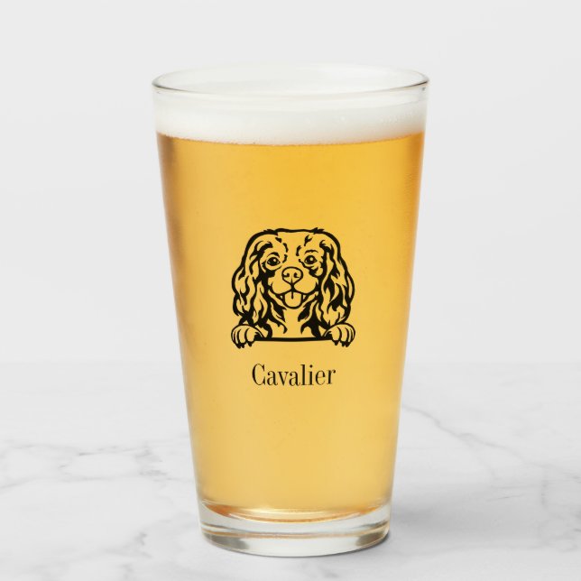 Copo De Pint Cavalier King Charles Spaniel Glass Tumbler (Frente (Preenchido))