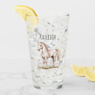 Copo De Pint Cavalo Branco e Flores