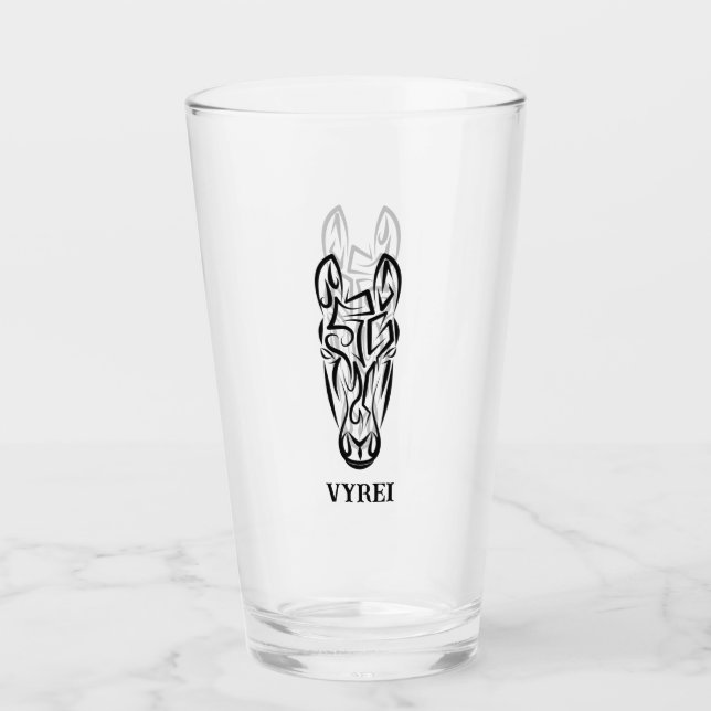 Copo De Pint Cavalo Tribal Negro e Branco (Frente)