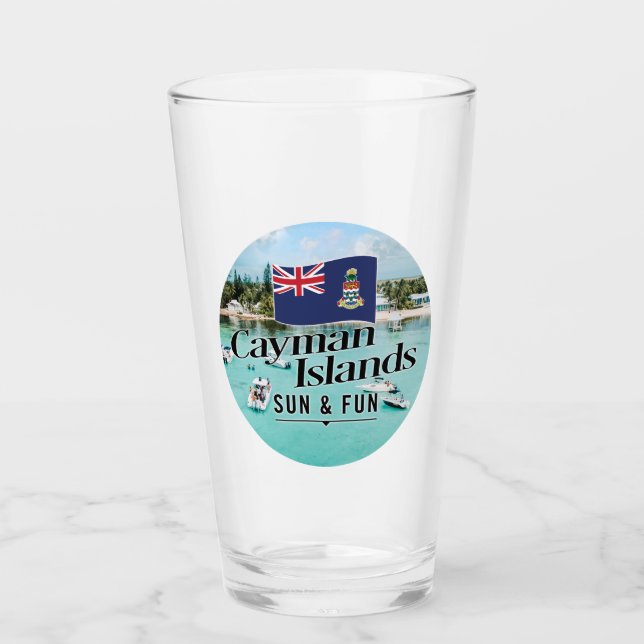 Copo De Pint "Cayman Islands Sun & Fun" Com Bandeira (Frente)