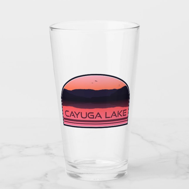 Copo De Pint Cayuga Lake New York Red Sunrise (Frente)