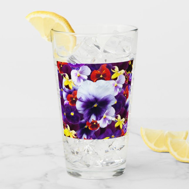 Copo De Pint Celebração Da Flor Pansy, Vidro De Bebida (Gelo frontal)