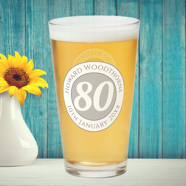 Copo De Pint Celebração de Aniversário com Nome, Idade e Data d (Criador carregado)