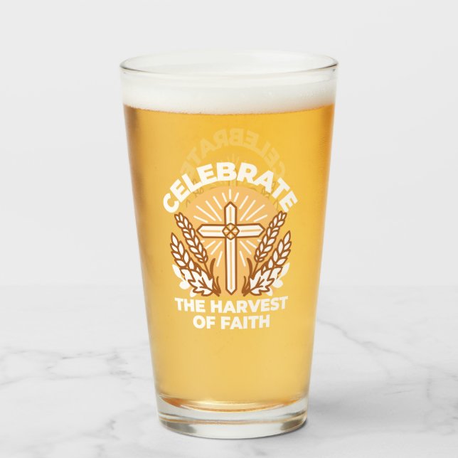 Copo De Pint Celebrar a fé com a colheita - Arte inspiradora (Frente (Preenchido))