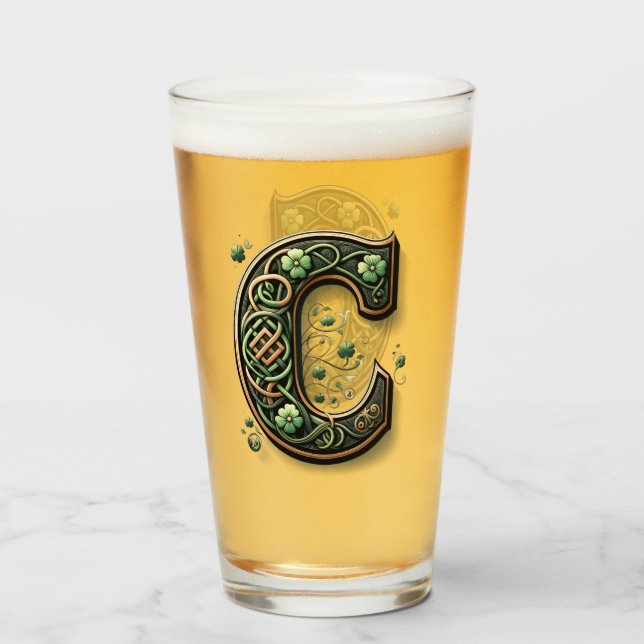 Copo De Pint Celtic Monogram Pint Glass (Frente (Preenchido))