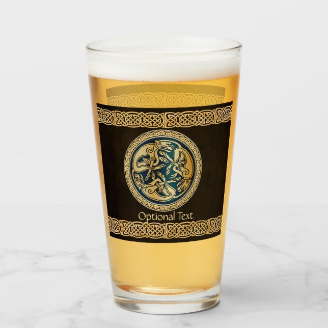 Copo De Pint Celtic Wolf Knotwork Triad (Frente (Preenchido))