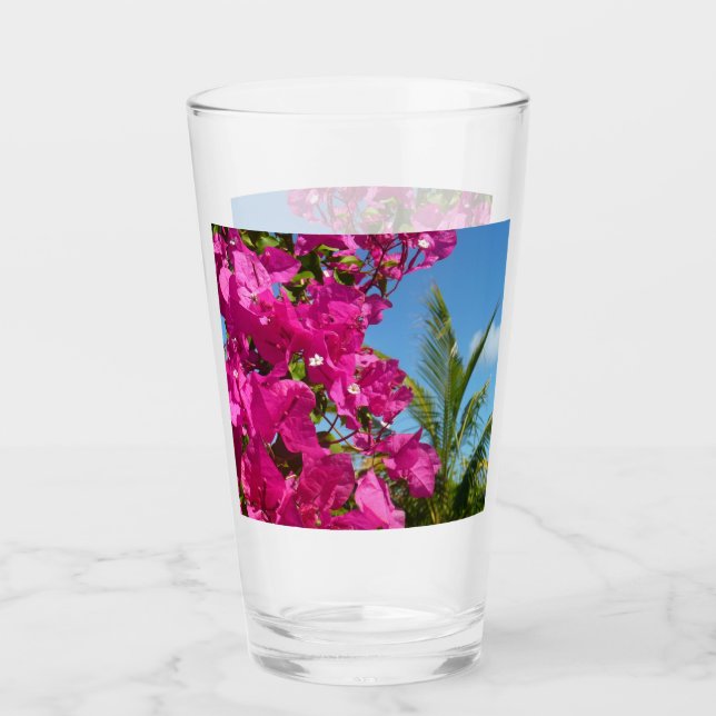 Copo De Pint Cena da Natureza Tropical de Bougainvillea e Palm  (Frente)