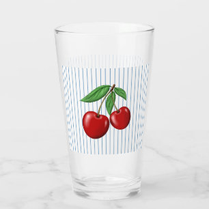 Copo De Pint Cerejas Vermelhas no Padrão Gráfico de Stripes A