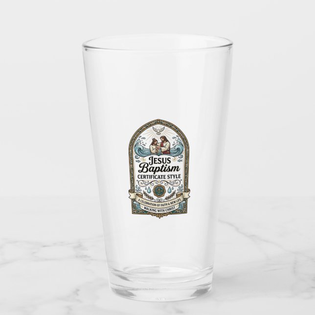 Copo De Pint Certificado de Batismo de Jesus Estilo Certificado (Frente)