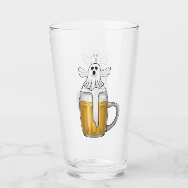 Copo De Pint Cerveja de Halloween Fantasma  (Frente)