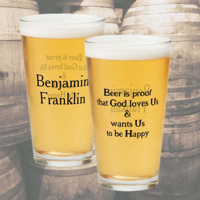 Copo De Pint Cerveja é a prova de diversão Ben Franklin Cote (Criador carregado)