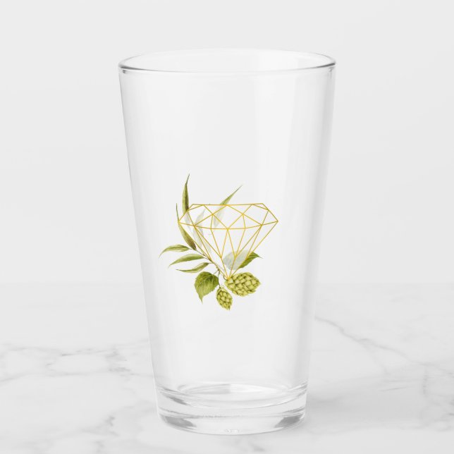 Copo De Pint Cerveja Willow Verde e Dourado Geométrico Diamante (Frente)