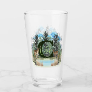 Copo De Pint Cervo em Aquarela Letra de Monograma Personalizado