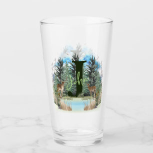 Copo De Pint Cervo em Aquarela Letra J de Monograma Personaliza
