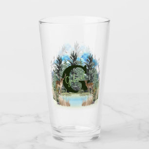 Copo De Pint Cervo em Aquarela Letra Personalizada Monograma G