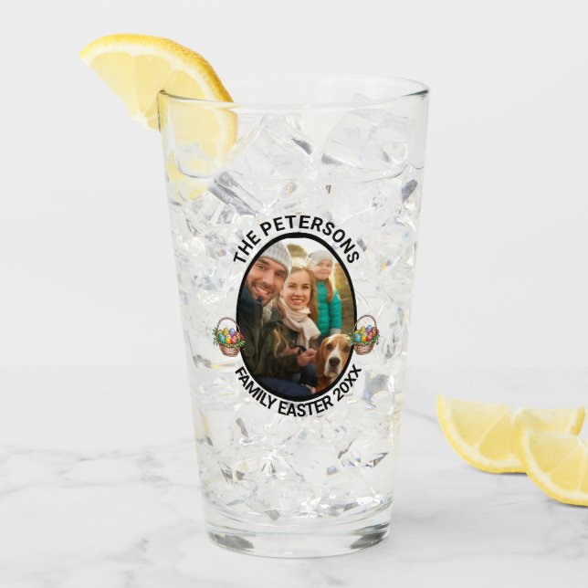 Copo De Pint Cesta de Ovos de Páscoa com Foto Personalizada da  (Gelo frontal)