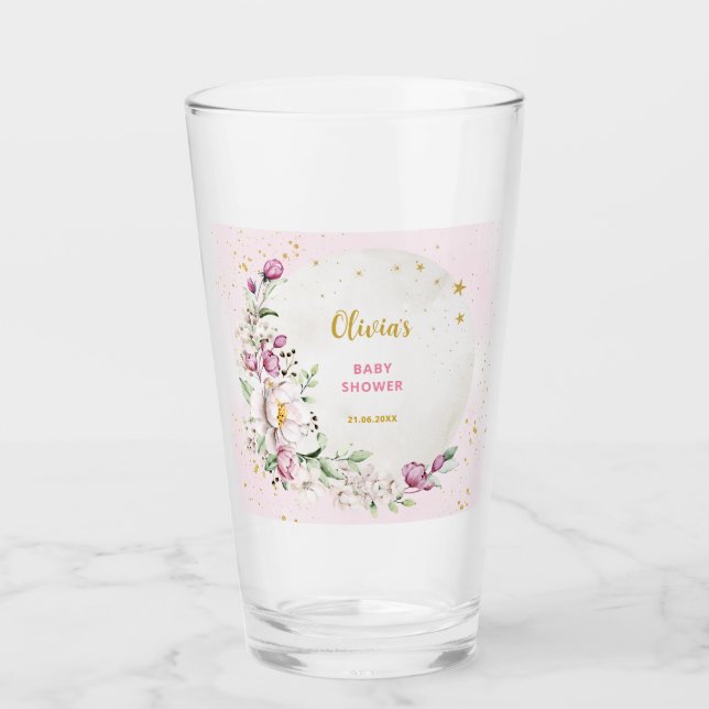 Copo De Pint Chá de Bebê Floral Moon Rosa (Frente)