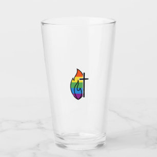 Copo De Pint Chama Arco-íris Cruz Vetor Cristão Vintage Desig