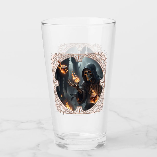 Copo De Pint Chamas Góticas, a guardiã dos dados queimados. (Frente)