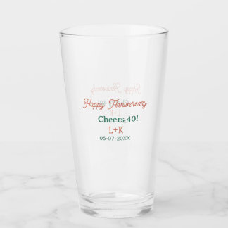 Copo De Pint Cheers 40 happy anniversary orange green name date