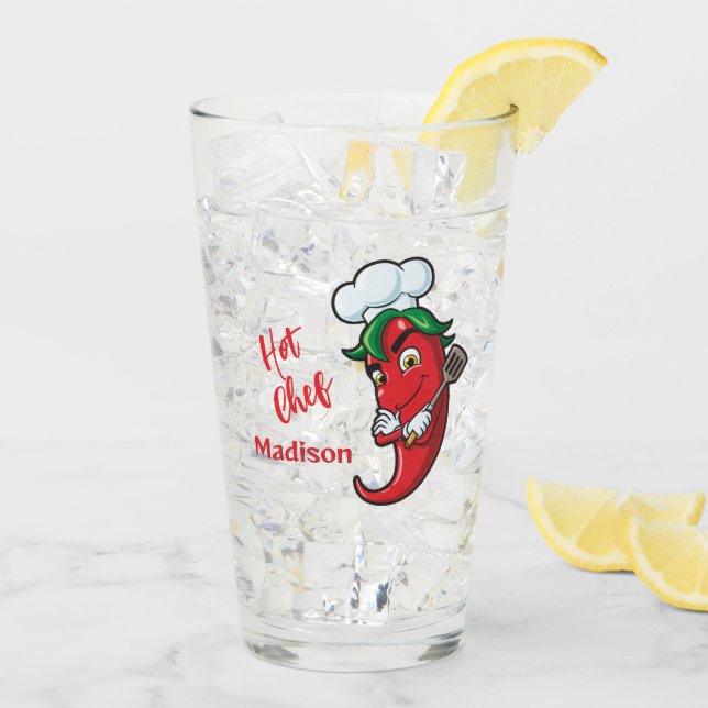 Copo De Pint Chef de pimenta quente de texto personalizado (Gelo traseiro)