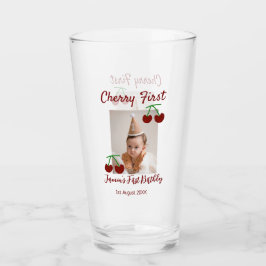 Copo De Pint Cherry Primeiro feliz foto de aniversário crianças
