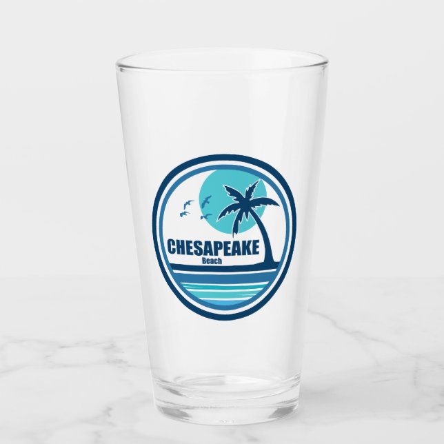 Copo De Pint Chesapeake Beach Maryland Palm Tree Birds (Frente)