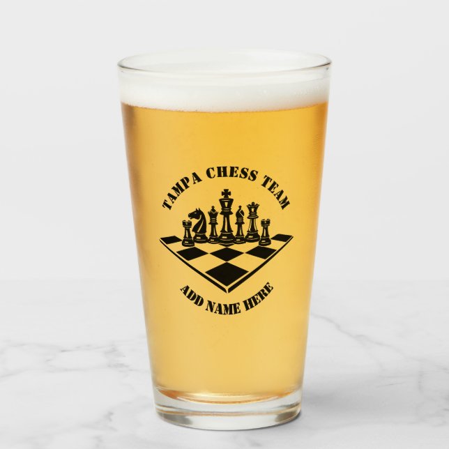 Copo De Pint Chess Team Add Name  (Frente (Preenchido))