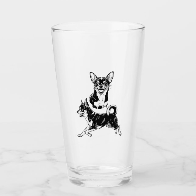 Copo De Pint Chihuahua Lover's Delight Dynamic Duo in Black (Frente)