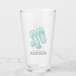 Copo De Pint Chinelos da Casa da Praia Óculos escuros Aqua Blue