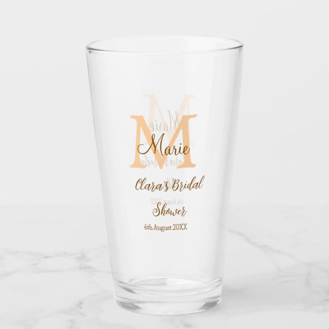 Copo De Pint Chuva de presentes de noiva monograma laranja adic (Frente)