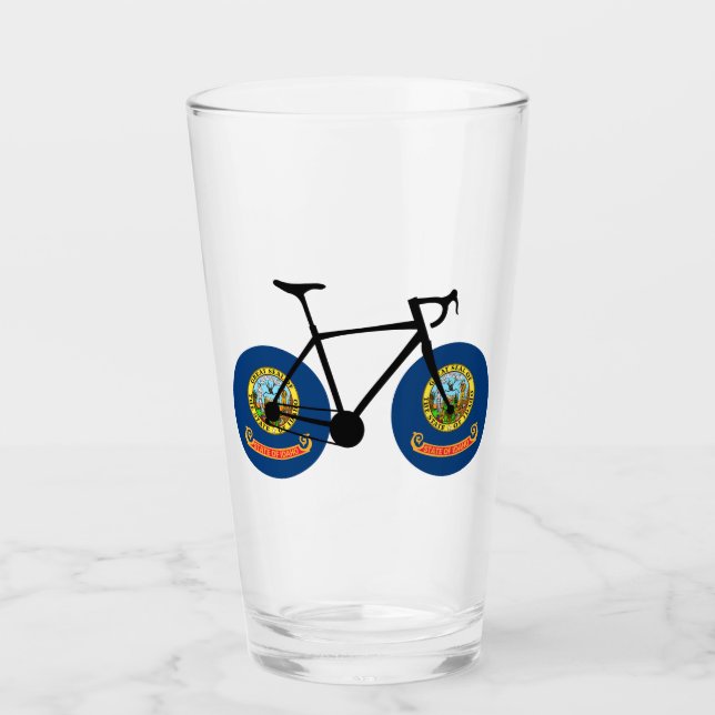 Copo De Pint Ciclismo com a bandeira de Idaho (Frente)