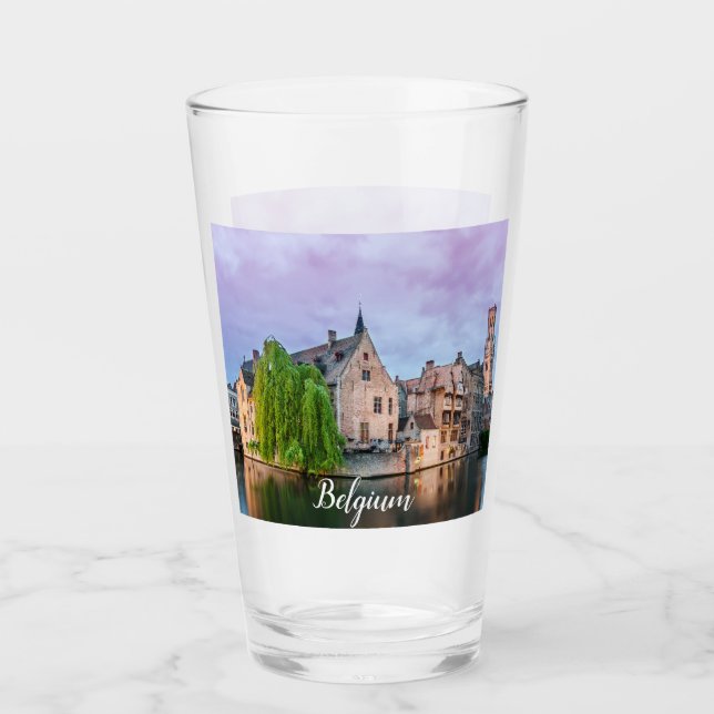 Copo De Pint Cidade antiga de Bruges e torre de Belfry (Frente)