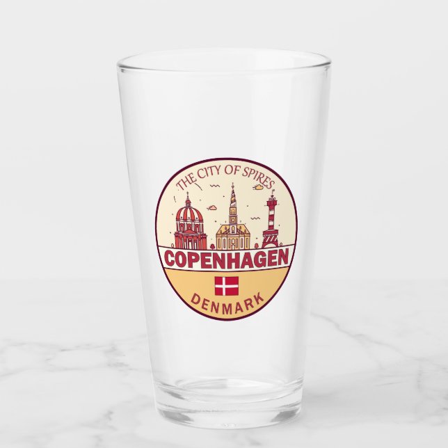 Copo De Pint Cidade de Copenhagen Dinamarca - Skyline Emblem (Frente)