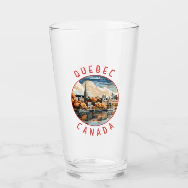 Copo De Pint Círculo Retroalterado do Quebec Canadá (Frente)