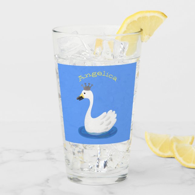 Copo De Pint Cisne branco bonito com desenho animado (Gelo traseiro)