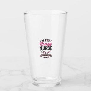 Copo De Pint Citação de Enfermeira Louca Camisa de Gravura Vint