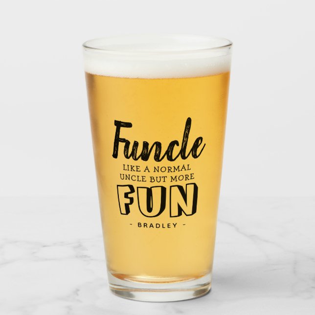 Copo De Pint Citação Divertida Moderna 'Funcle' | Tio Personali (Frente (Preenchido))