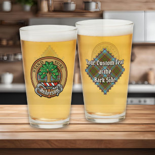Copo De Pint Clan Anderson Crest sobre Tartan