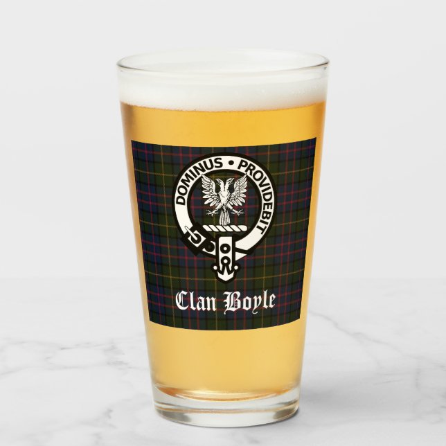 Copo De Pint Clan Boyle Crest Crachá & Tartan (Frente (Preenchido))