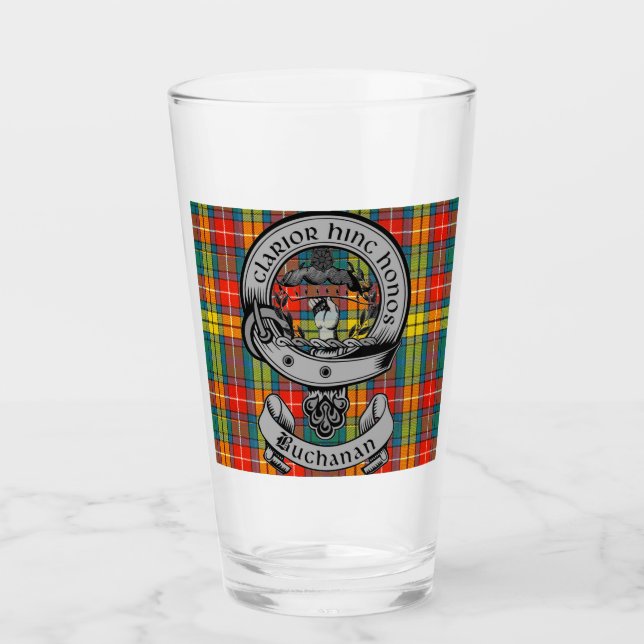 Copo De Pint Clan Buchanan Crest Crachá & Tartan (Frente)
