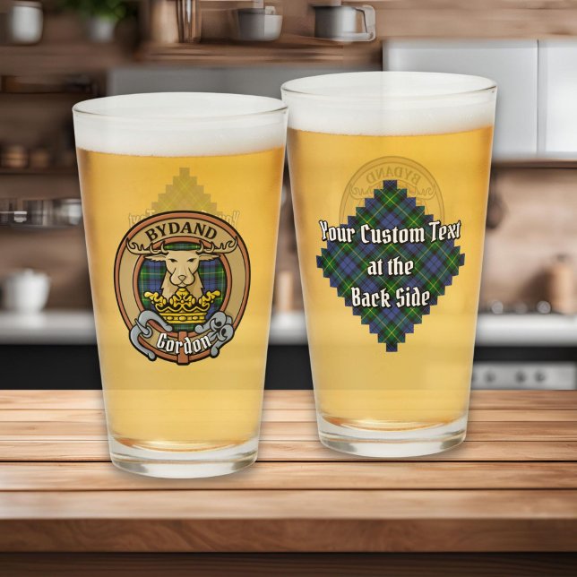 Copo De Pint Clan Gordon Crest sobre Tartan (Criador carregado)