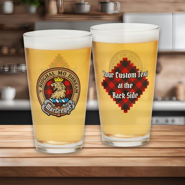 Copo De Pint Clan Gregor Crest sobre Rob Roy Tartan (Criador carregado)
