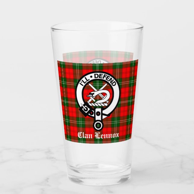 Copo De Pint Clan Lennox Crest Crachá & Tartan (Frente)