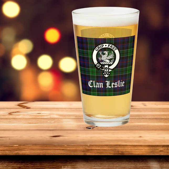 Copo De Pint Clan Leslie Crest Crachá e Tartan (Criador carregado)